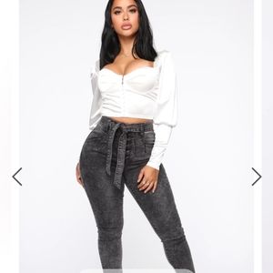 All wrapped up high rise jeans